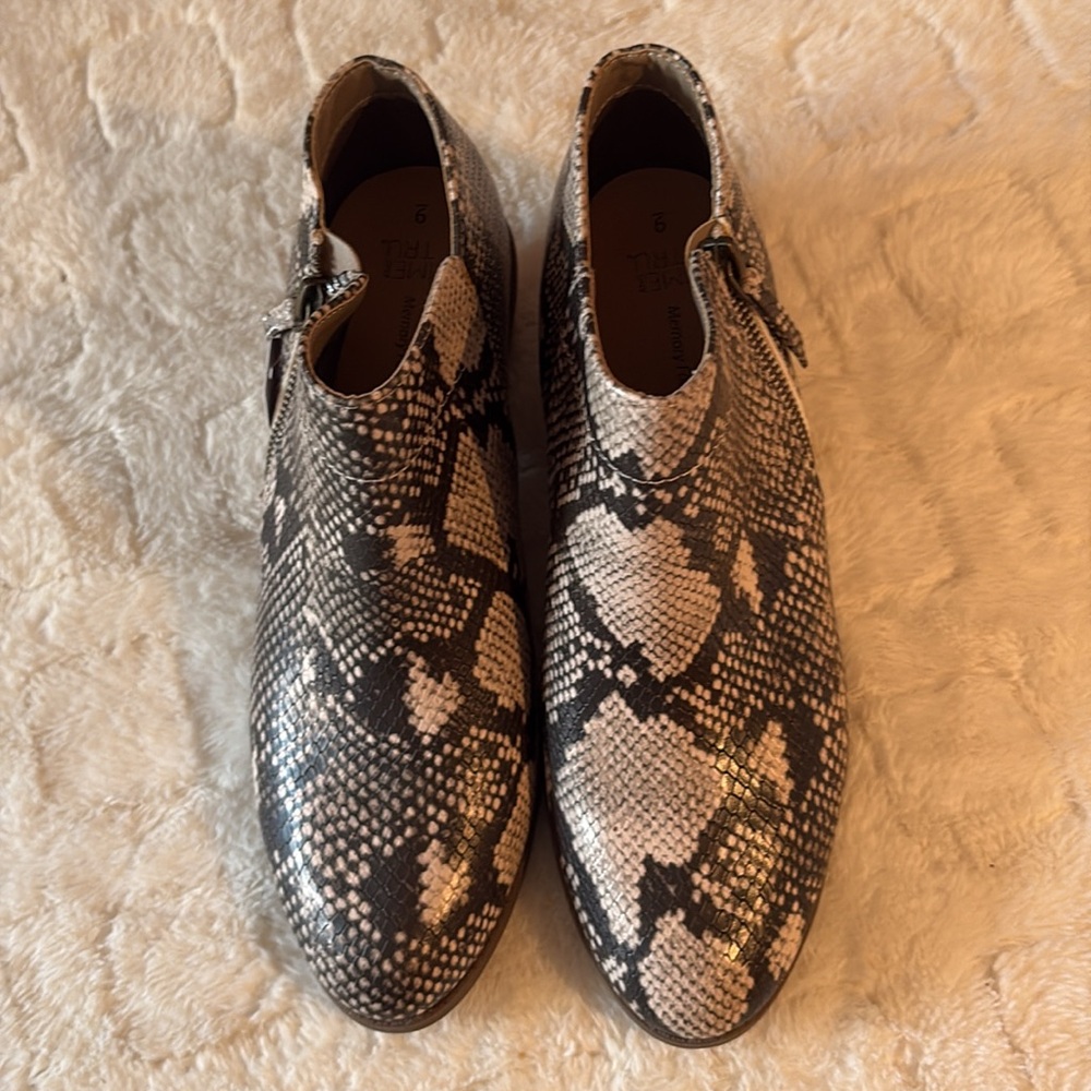 Time and Tru Snake Pattern Ankle Boots